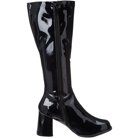 Ellie Shoes - ELLIE Gogo Tall Black Leather Boots Women 9 3 Inch Heel Side Zipper Costume NIB